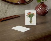 Botanical Bouquet Greeting Card, Floral Watercolor Art Card, Mixed Flower Blank Note Card, Botanical Illustration, Garden Flower Stationery, detail view (Bill Shew)