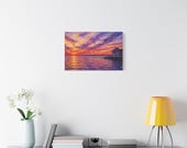 Dramatic Sunset Seascape Canvas Print, Coastal Ocean Wall Art, Textured Digital Painting, alternate view (Bill Shew)