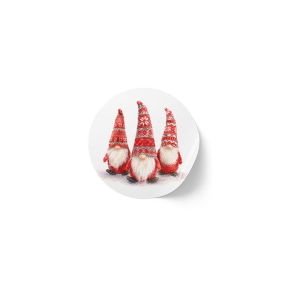 Christmas Gnome Sticker, Scandinavian Gnomes, Holiday Sticker, Red Christmas Decor by Bill Shew