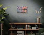 Lighthouse Sailboat Canvas Print, Coastal Sunset Wall Art, close-up (Bill Shew)