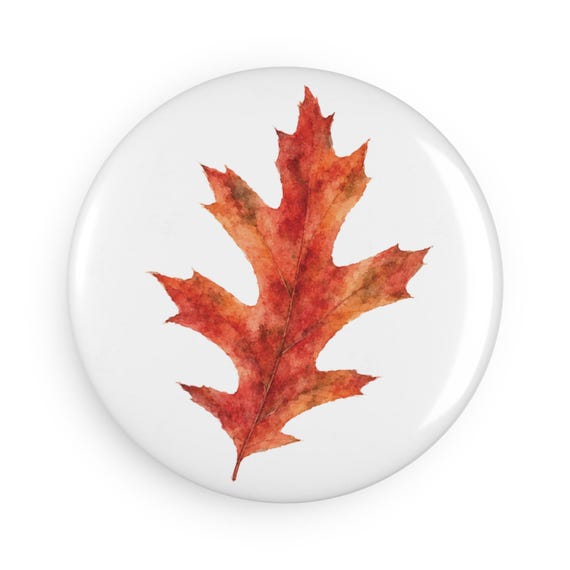 Red Maple Leaf Magnet, Watercolor Fall Leaf Fridge Magnet, Autumn Botanical Magnet by Bill Shew