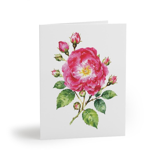 8 cards - Pink Peony Watercolor Greeting Card, Botanical Floral Art Note Card 8 cards - Pink Peony Watercolor Greeting Card, Botanical Floral Art Note Card by Bill Shew
