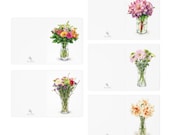 Watercolor Bouquet Note Cards, Assorted Vase Flowers (Set of 5), close-up (Bill Shew)
