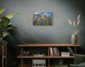 Textured Alpine Lake Canvas Print, Pine Forest Mountain Wall Art, close-up (Bill Shew)