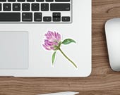 Red Clover Sticker, Purple Clover Flower Sticker, Botanical Die Cut Sticker, detail view (Bill Shew)