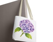 Purple Hydrangea Watercolor Tote Bag, Botanical Floral Shoulder Bag, alternate view (Bill Shew)