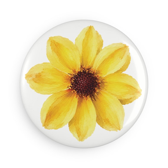 Yellow Flower Magnet, Watercolor Floral Fridge Magnet, Botanical Flower Magnet by Bill Shew
