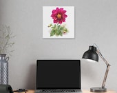 Magenta Dahlia Botanical Art Classic Stretched Canvas | Floral Wall Decor, alternate view (Bill Shew)