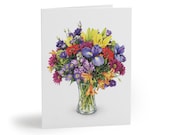 8 cards - Colorful Flower Bouquet Greeting Card by Bill Shew
