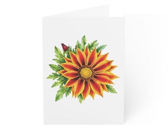 Gazania Flower Greeting Card, Digital Art Print, Botanical Card, Blank Inside