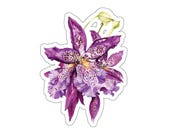 Purple Iris Sticker, Watercolor Iris Flower Sticker, Botanical Floral Sticker by Bill Shew