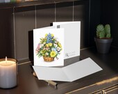 Colorful Wildflower Bouquet Greeting Card – Botanical Watercolor Floral Basket (8 Pack), alternate view (Bill Shew)