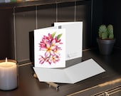 8 cards - Pink Plumeria Frangipani Watercolor Greeting Card, alternate view (Bill Shew)