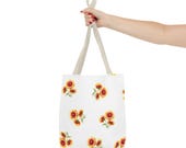 Blanket Flower Watercolor Tote Bag | Red Yellow Floral Canvas Market Shopper, alternate view (Bill Shew)