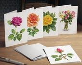 Rose Botanical Greeting Card Set of 5, Assorted Watercolor Floral Note Cards, Blank Inside, detail view (Bill Shew)