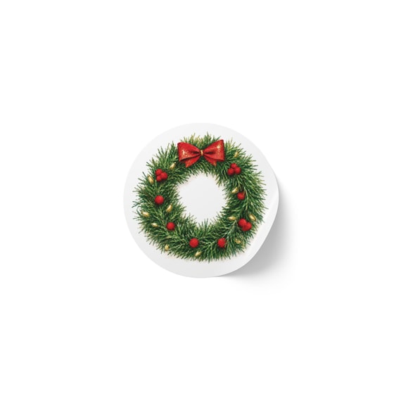 Christmas Wreath Sticker, Holiday Wreath Sticker, Evergreen Wreath by Bill Shew