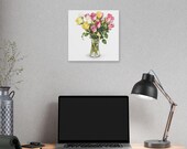 Multicolor Rose Bouquet Botanical Art Classic Stretched Canvas, alternate view (Bill Shew)