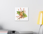 Orange Ixora Botanical Art Classic Stretched Canvas | Tropical Floral Wall Decor, detail view (Bill Shew)