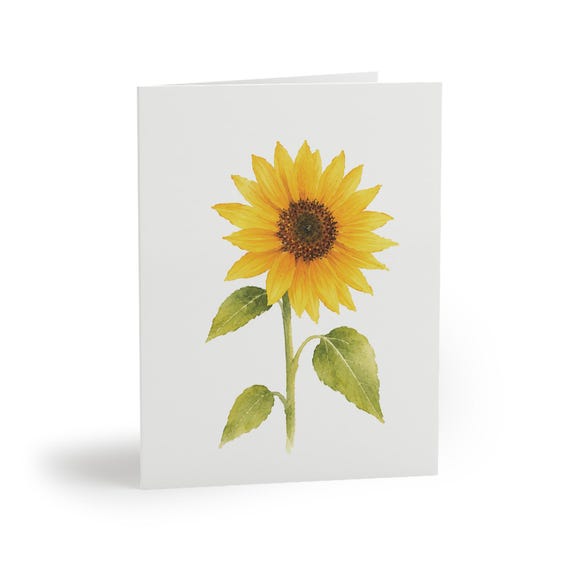 False Sunflower Botanical Watercolor Greeting Card, Yellow Wildflower Art by Bill Shew