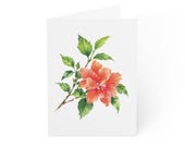 Orange Hibiscus Card, Digital Art Print, Botanical Card, Blank Inside, Bill Shew wall art print