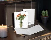 Watercolor Flower Bouquet Greeting Card, Roses, Chrysanthemums, Vase Art (Blank Note Card), alternate view (Bill Shew)