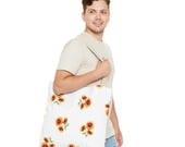 Blanket Flower Watercolor Tote Bag | Red Yellow Floral Canvas Market Shopper, alternate view (Bill Shew)