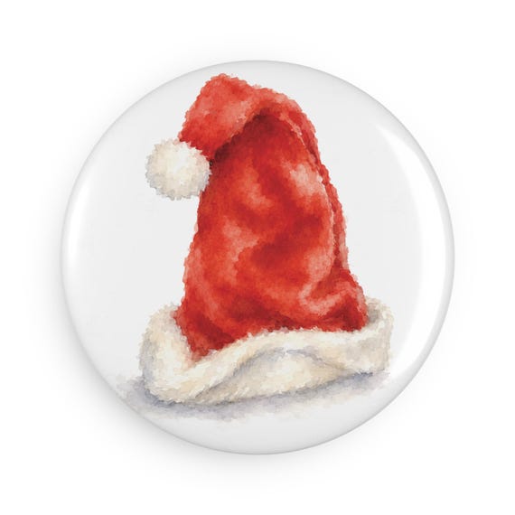 Santa Hat Magnet, Watercolor Christmas Hat Fridge Magnet, Holiday Magnet, Christmas Decor by Bill Shew