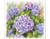 Purple Hydrangea Canvas Print, Blue Hydrangea Digital Art Print, Botanical Wall Art, Canvas Wall Decor, Bill Shew wall art print