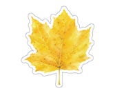Yellow Maple Leaf Sticker, Golden Maple Leaf Sticker, Autumn Leaf Sticker by Bill Shew