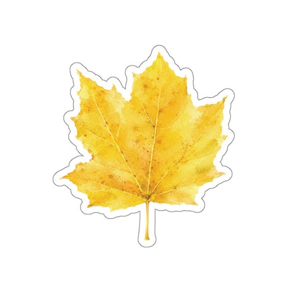 Yellow Maple Leaf Sticker, Golden Maple Leaf Sticker, Autumn Leaf Sticker by Bill Shew