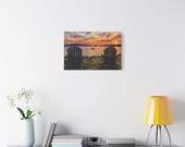 Adirondack Chairs Lakeside Sunset Canvas, Digital Art Print, alternate view (Bill Shew)