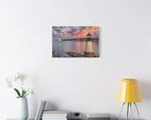 Lighthouse Sailboat Canvas Print, Coastal Sunset Wall Art, alternate view (Bill Shew)