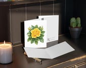 Yellow Rose Botanical Watercolor Greeting Card, Floral Art Note Card, alternate view (Bill Shew)