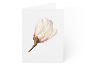 Magnolia Flower Greeting Card, Digital Art Print, Botanical Card, Blank Inside for Any Occasion