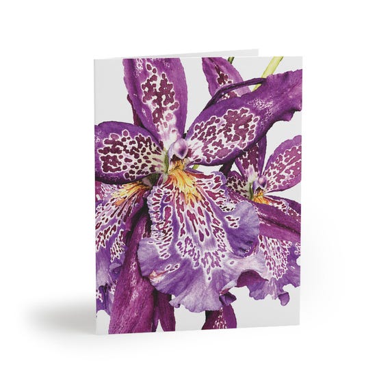 Purple Toad Lily Watercolor Greeting Card, Spotted Floral Art (Blank Note Card) Purple Toad Lily Watercolor Greeting Card, Spotted Floral Art (Blank Note Card) by Bill Shew