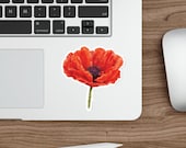 Red Poppy Sticker, Watercolor Poppy Flower Sticker, Botanical Floral Sticker, detail view (Bill Shew)