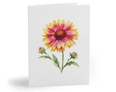 8 cards - Blanket Flower Watercolor Card, Red Yellow Wildflower Floral Note, Blank Inside by Bill Shew