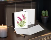 8 cards - Pink Butterfly Bush Botanical Greeting Card, alternate view (Bill Shew)
