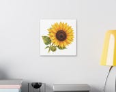 Golden Sunflower Botanical Art Classic Stretched Canvas | Floral Wall Decor, detail view (Bill Shew)
