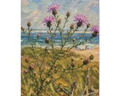Coastal Thistle Canvas Print, Beach Wildflower Botanical Art by Bill Shew