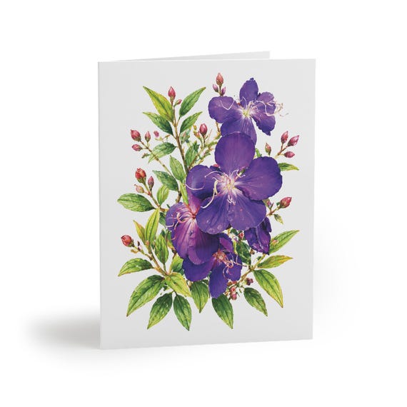 8 cards - Purple Princess Flower Botanical Watercolor Card by Bill Shew