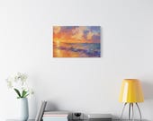 Textured Purple Sunset Fishing Boat Canvas Print, Tropical Seascape Wall Art, alternate view (Bill Shew)