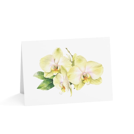 Pale Yellow Orchid Card, Digital Art Print, Botanical Card, Blank Inside for Any Occasion, Bill Shew wall art print