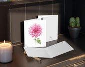 8 cards - Pink Dahlia Botanical Watercolor Greeting Card, Floral Art Note Card, alternate view (Bill Shew)