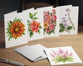 Assorted Floral Note Cards, Watercolor Garden Flower Prints, alternate view (Bill Shew)