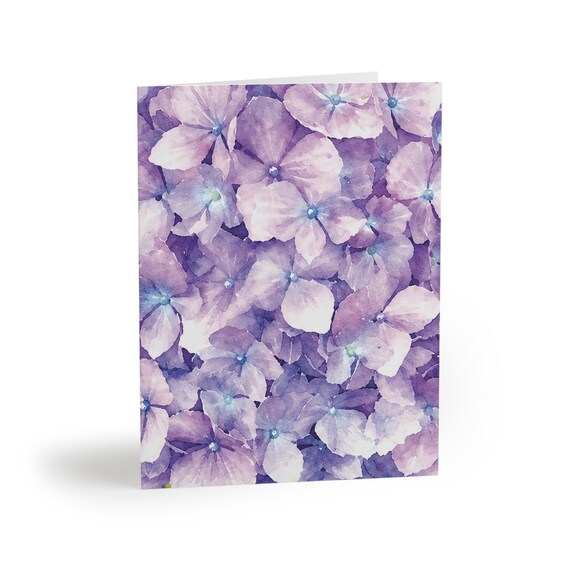 Purple Hydrangea Watercolor Greeting Card, Botanical Floral Art (Blank Inside) Purple Hydrangea Watercolor Greeting Card, Botanical Floral Art (Blank Inside) by Bill Shew