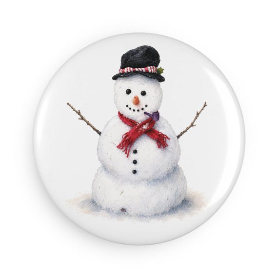 Snowman Magnet, Watercolor Christmas Fridge Magnet, Winter Snowman Magnet, Holiday Decor by Bill Shew