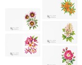 Watercolor Floral Note Cards, Assorted Garden Blooms (Set of 5), close-up (Bill Shew)
