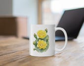 Yellow Prickly Pear Cactus Mug, Cactus Flower Coffee Mug, Watercolor Cactus Mug, alternate view (Bill Shew)