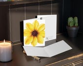 Chocolate Flower Botanical Watercolor Greeting Card, Yellow Wildflower Art, alternate view (Bill Shew)